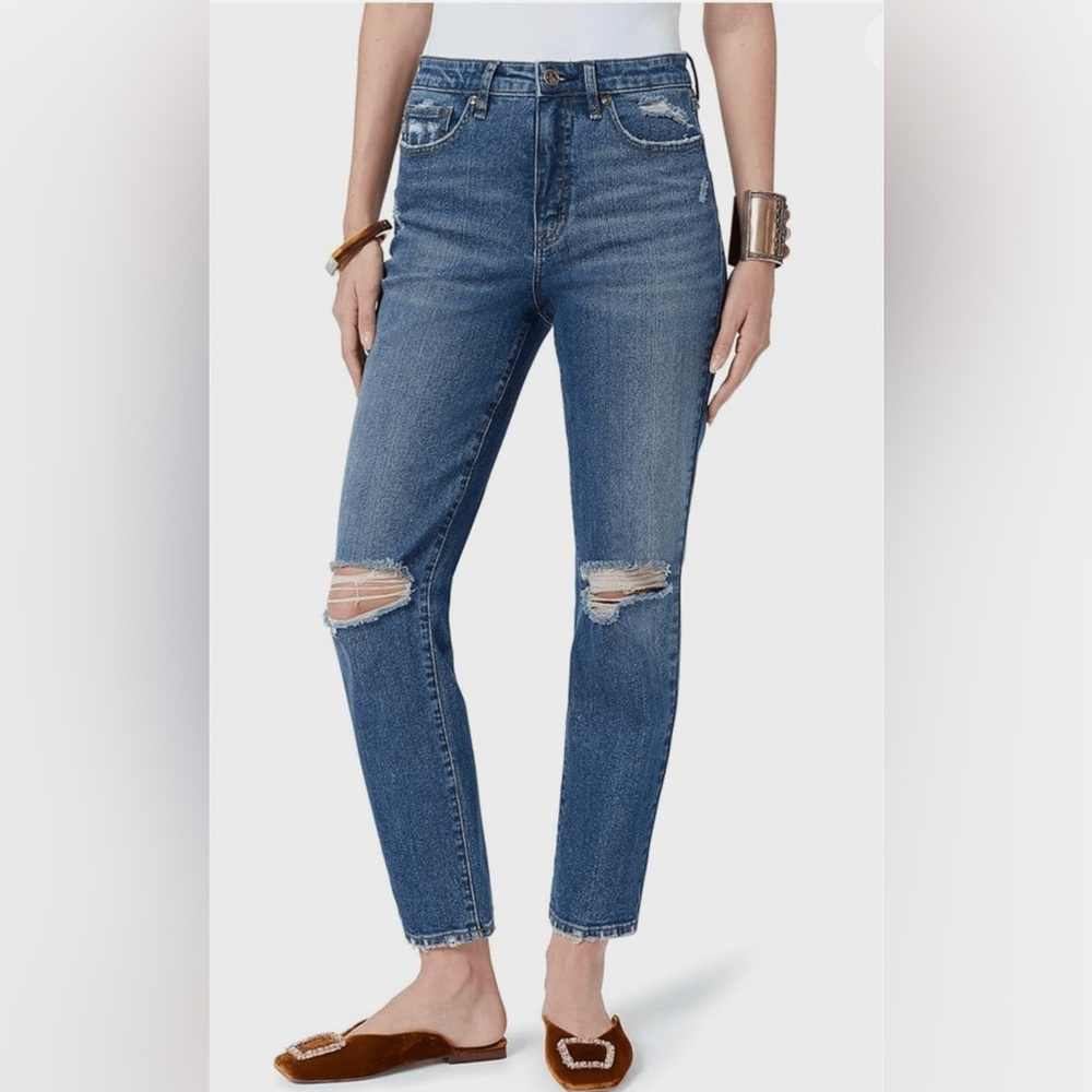 Sz. 25- Sam Edelman-high rise slim straights distressed leg jeans